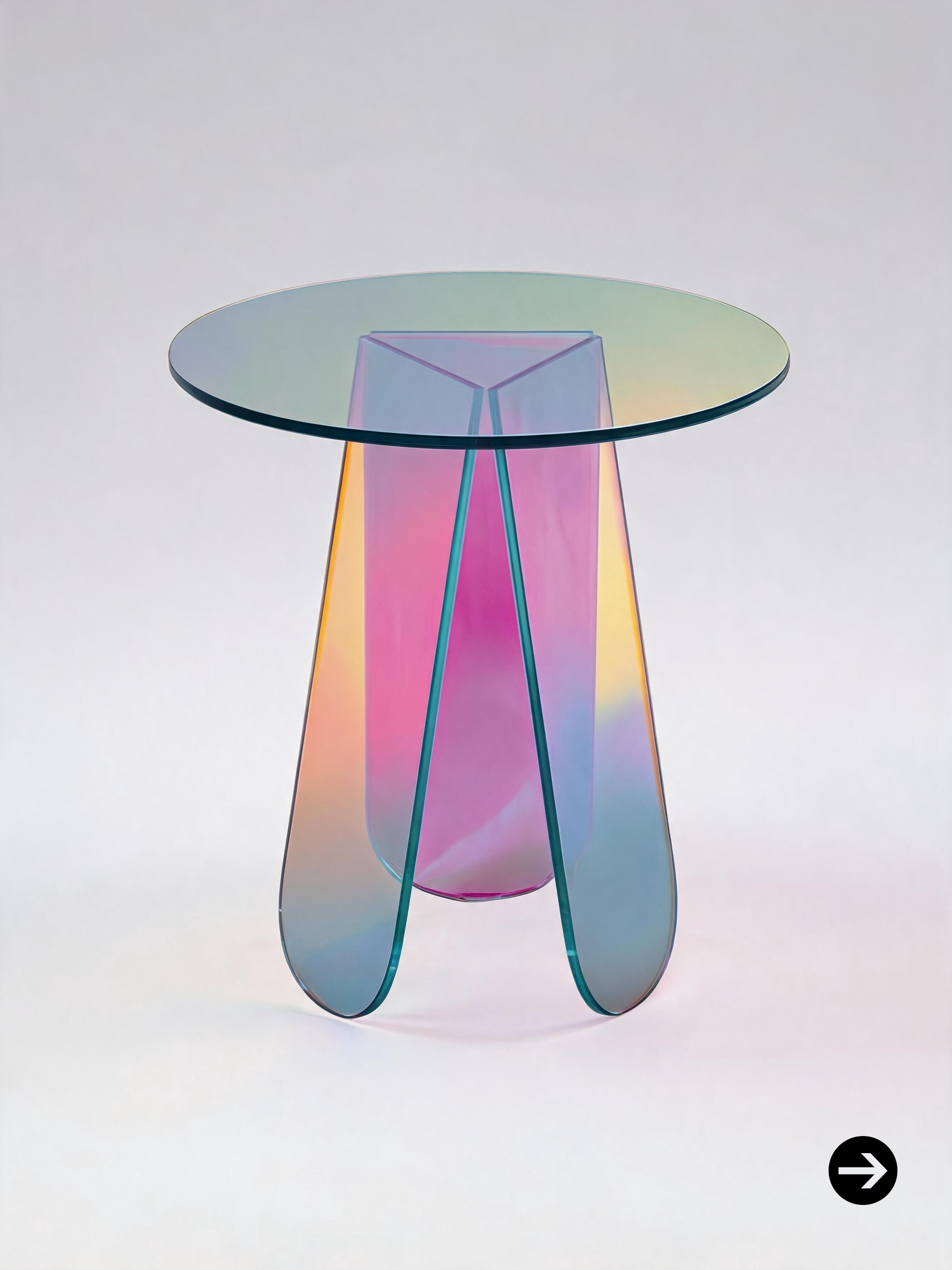 Iridescent acrylic round side table