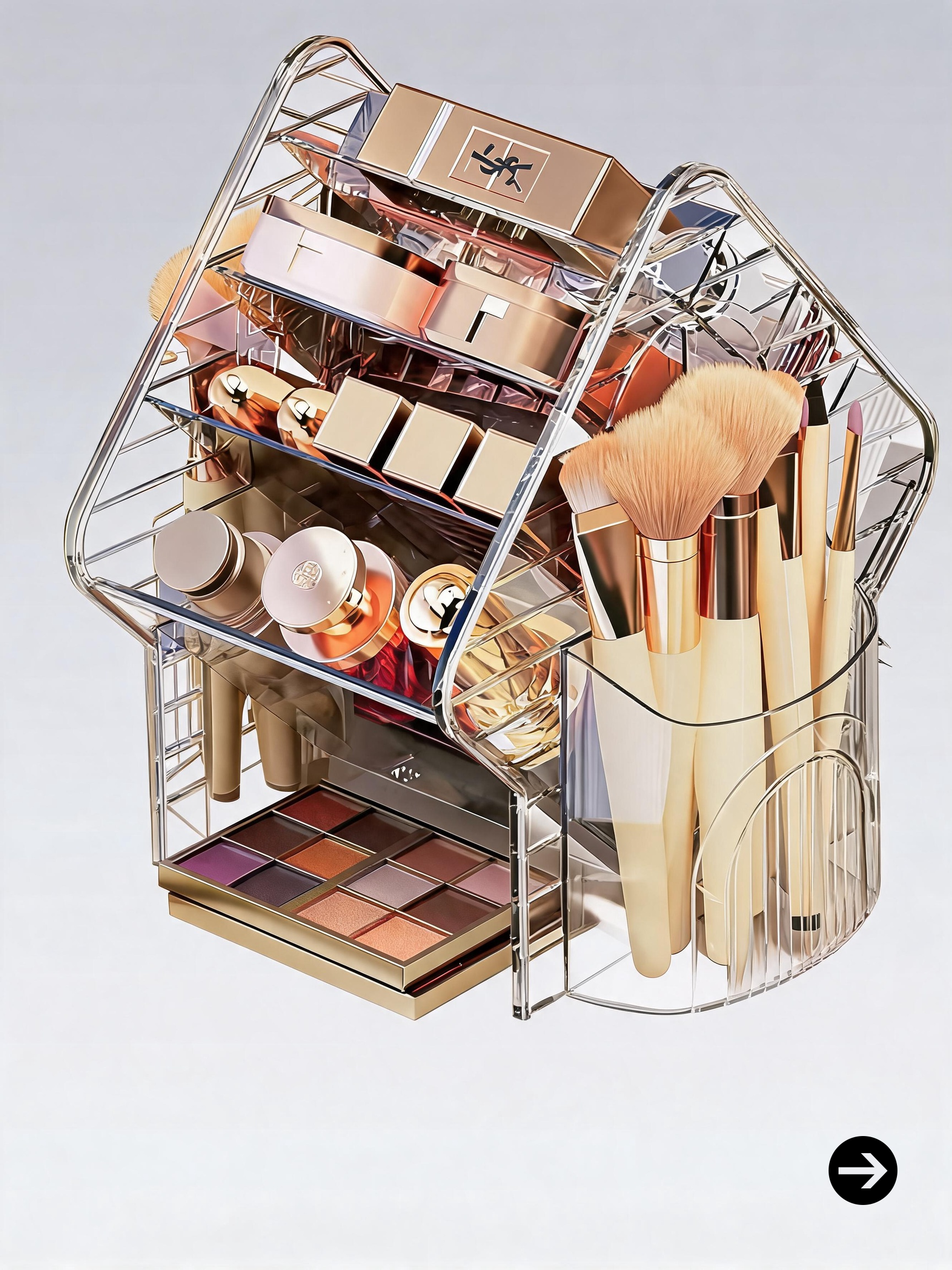 Rotating acrylic cosmetic organizer rack