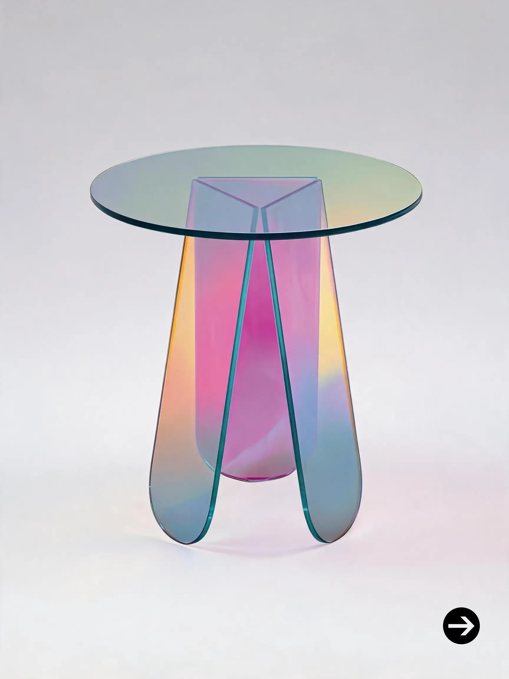 Iridescent acrylic round side table
