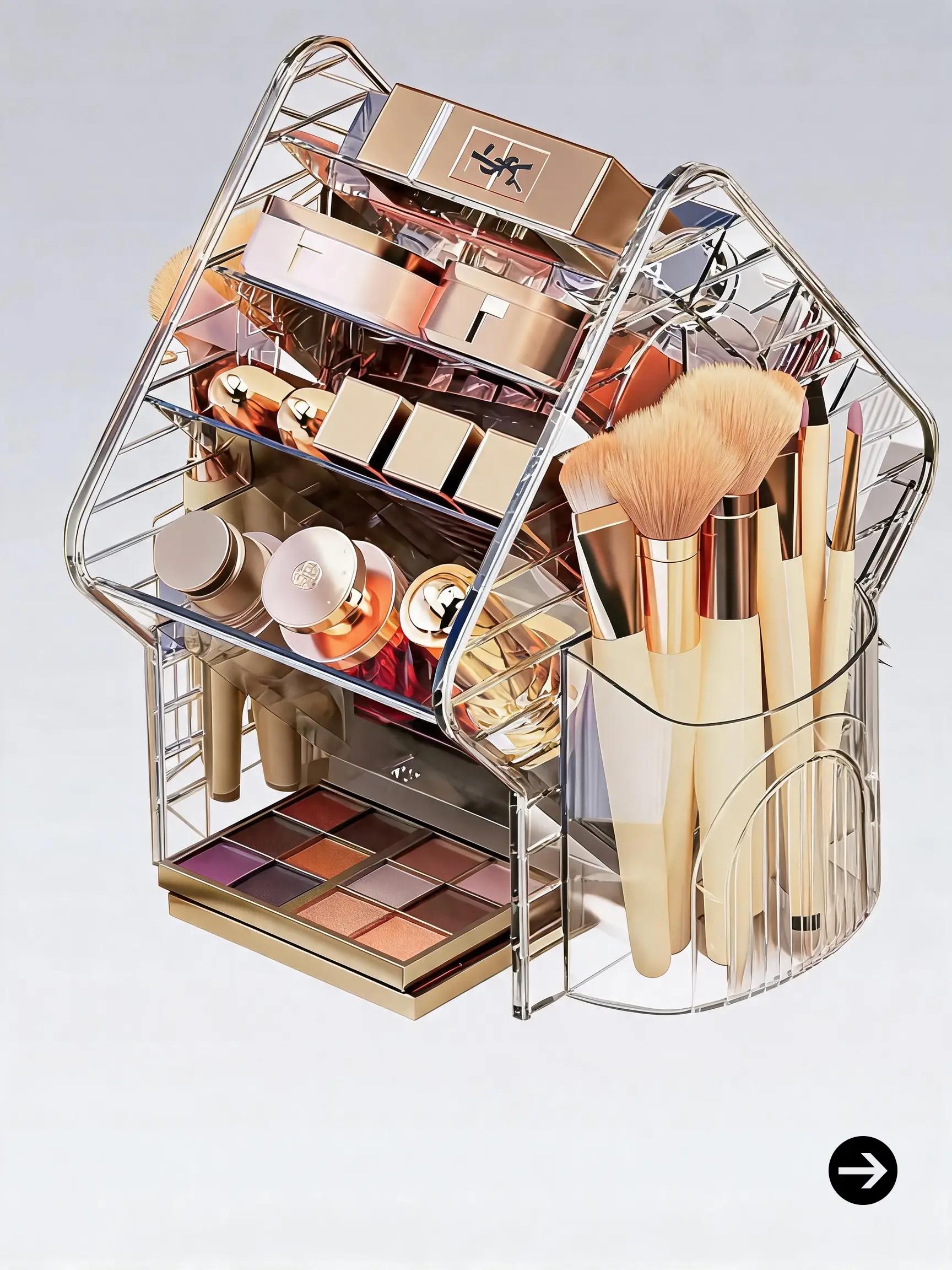 Rotating acrylic cosmetic organizer rack