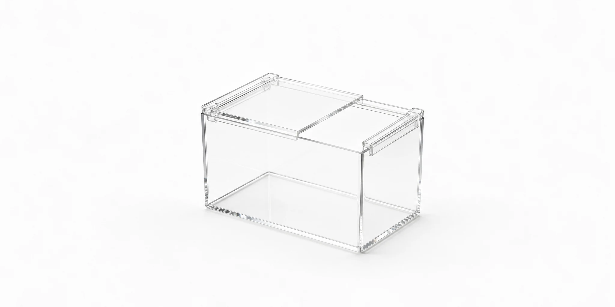 Acrylic box with sliding lid and two compartments