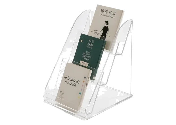 Angled acrylic literature and magazine display stand