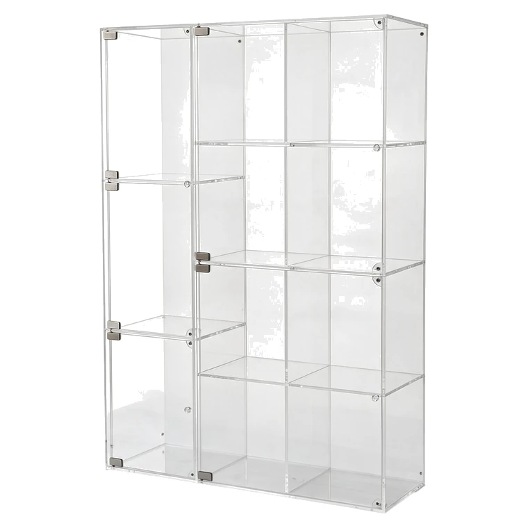 Custom acrylic display cabinet with adjustable shelves and lockable doors